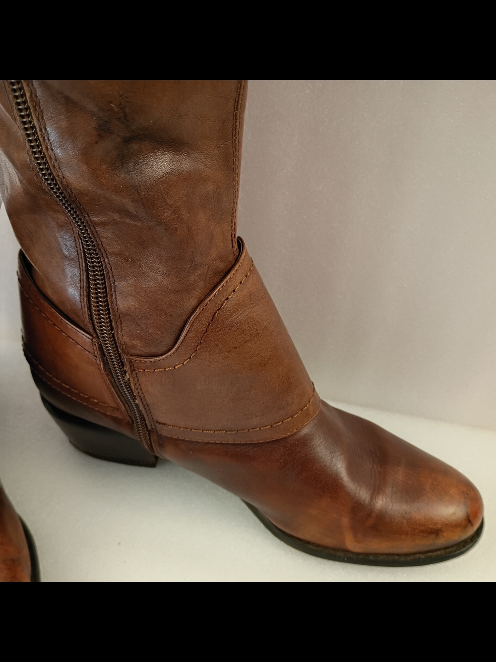 Artur Chiang Women’s Brown Leather Knee High Riding Boots Size 8 Side Zip... - Picture 3 of 9